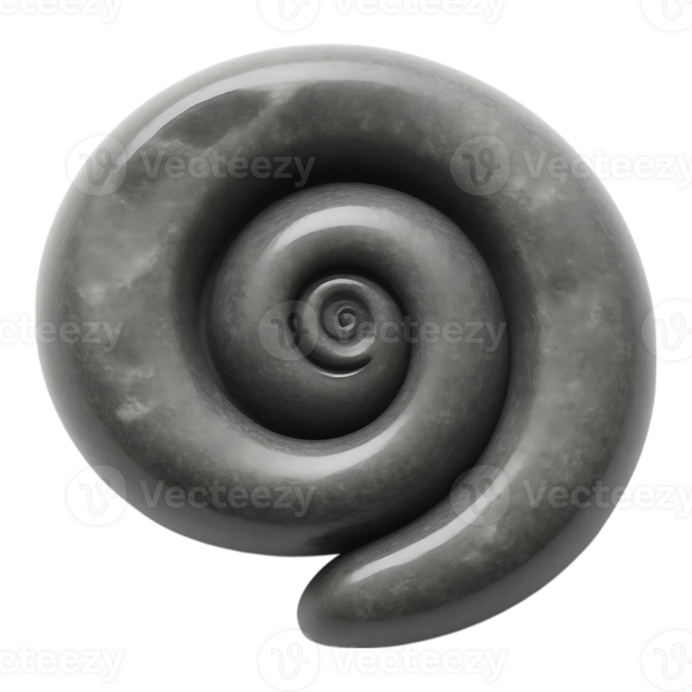 Swirling Fossil Shell Polished Stone Spiral Isolated on Transparent Background png