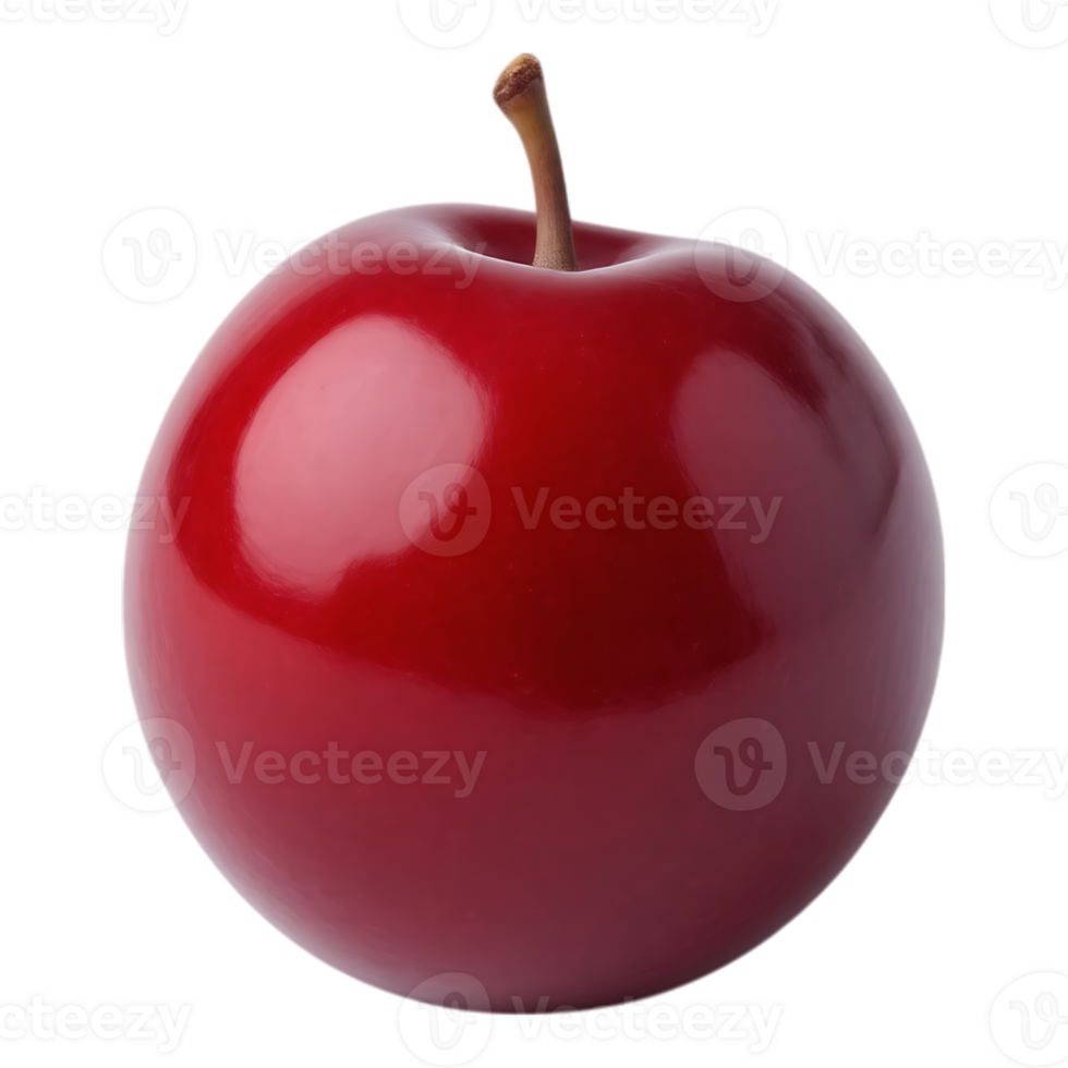 Shiny Red Plum with Stem Isolated on Transparent Background png