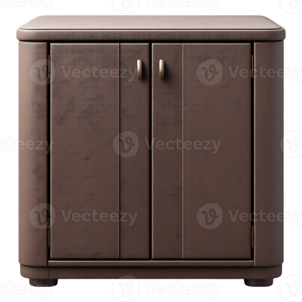 Wooden cabinet with two doors and metallic handles. png