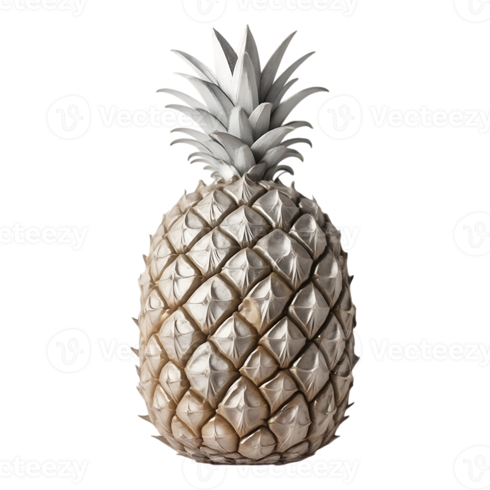 Metallic Pineapple Render Gleaming Fruit Sculpture png