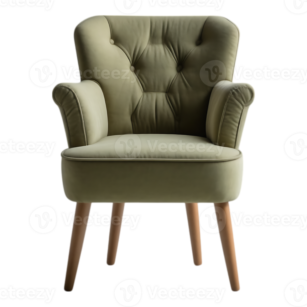 Elegant Armchair in Soft Green Fabric png