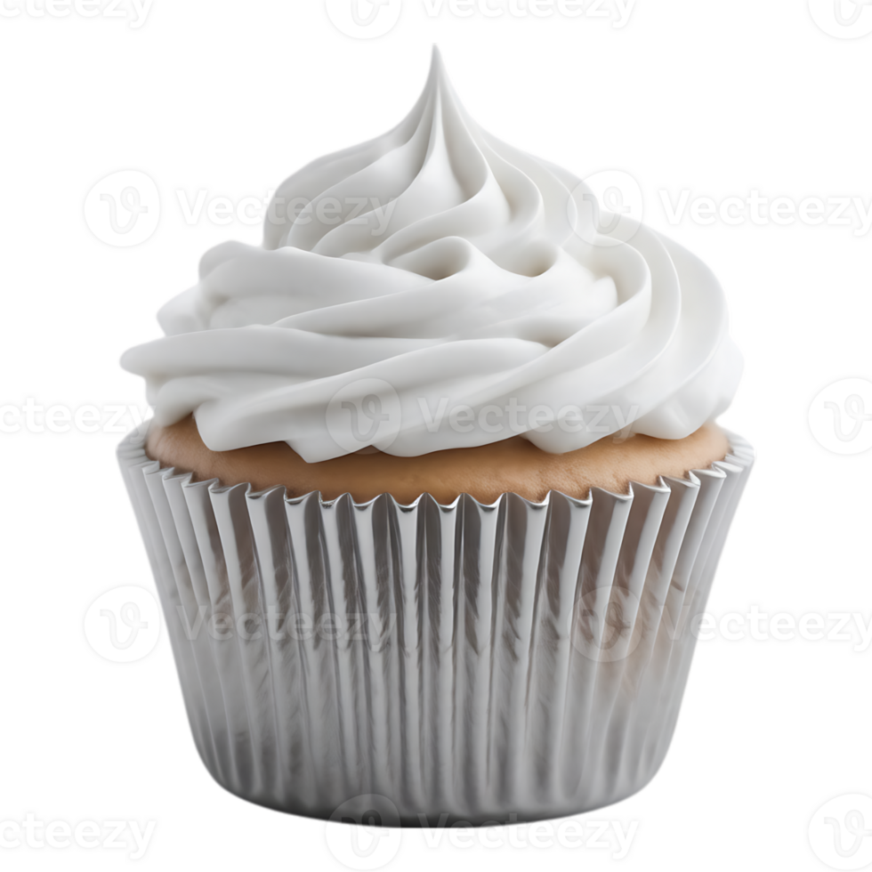 Delicious Cupcake with Swirled Frosting in Silver Cup png