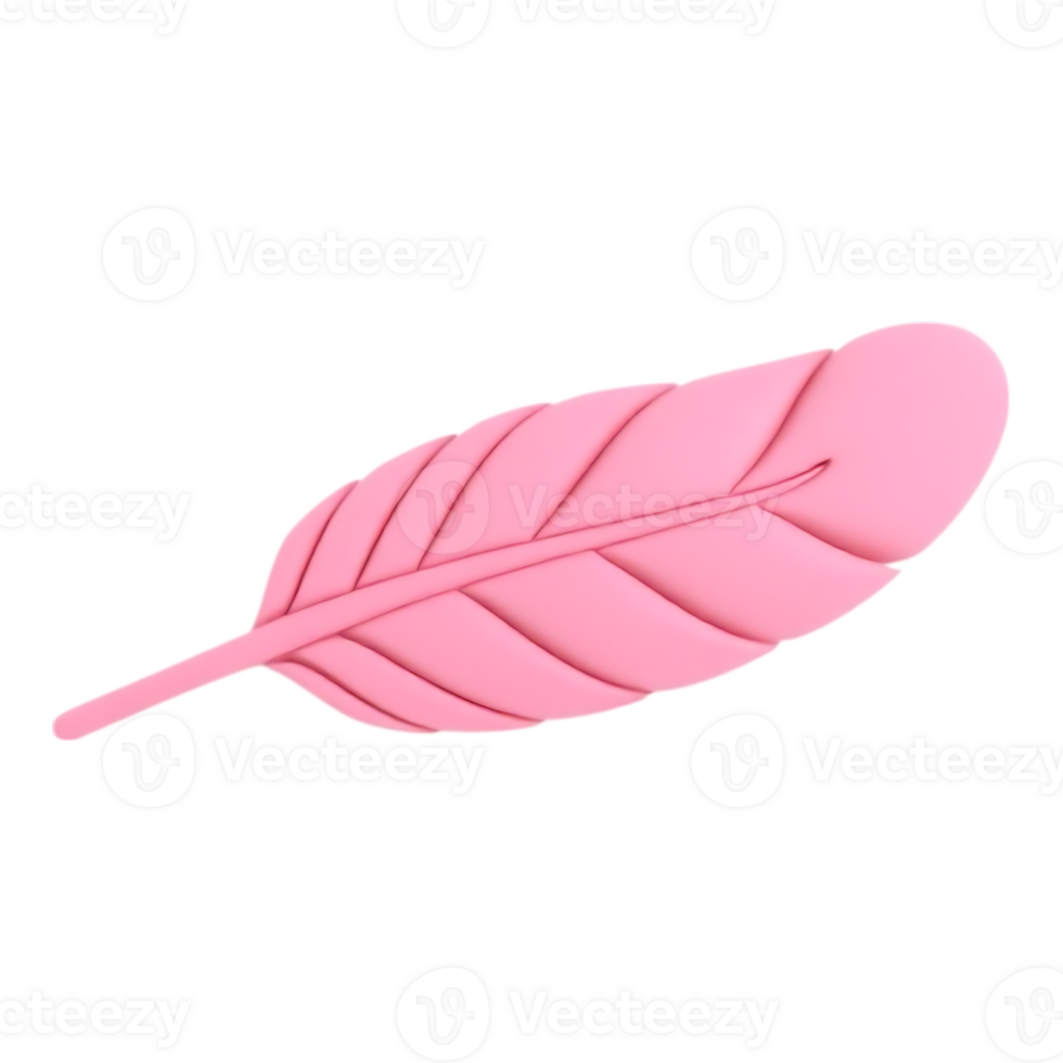 Pink Feather 3D Render on Transparent Background png