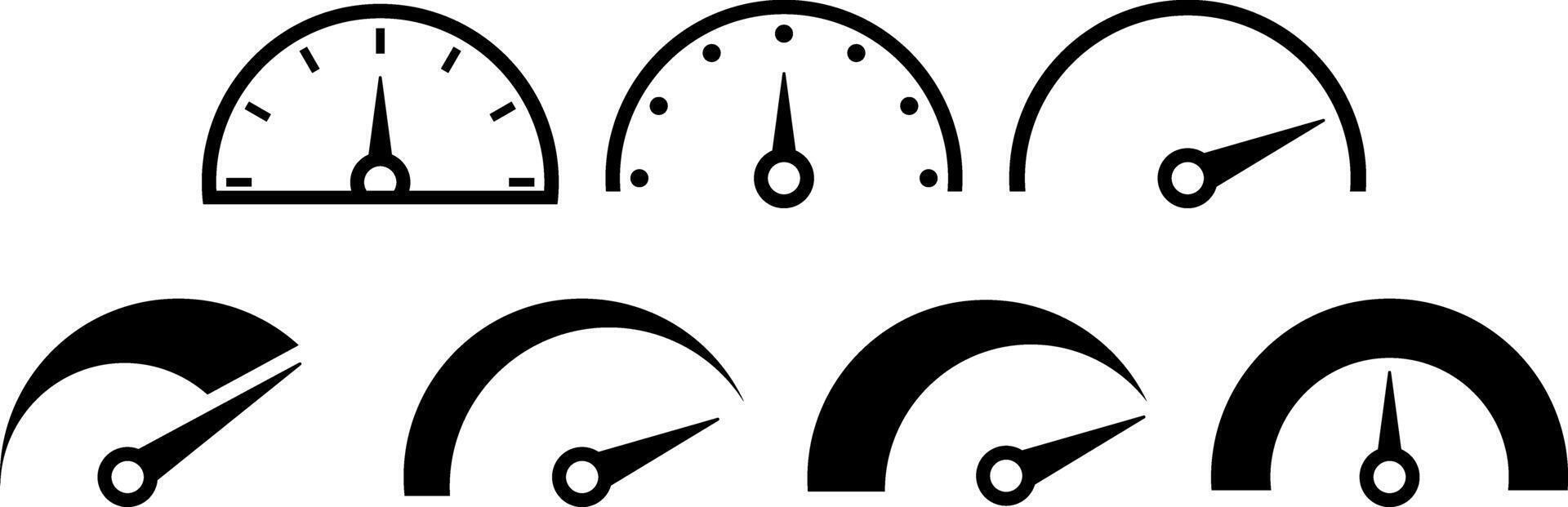 Speedometer speed set icon Speed dials Dashboard elements Speed measurement collection vector