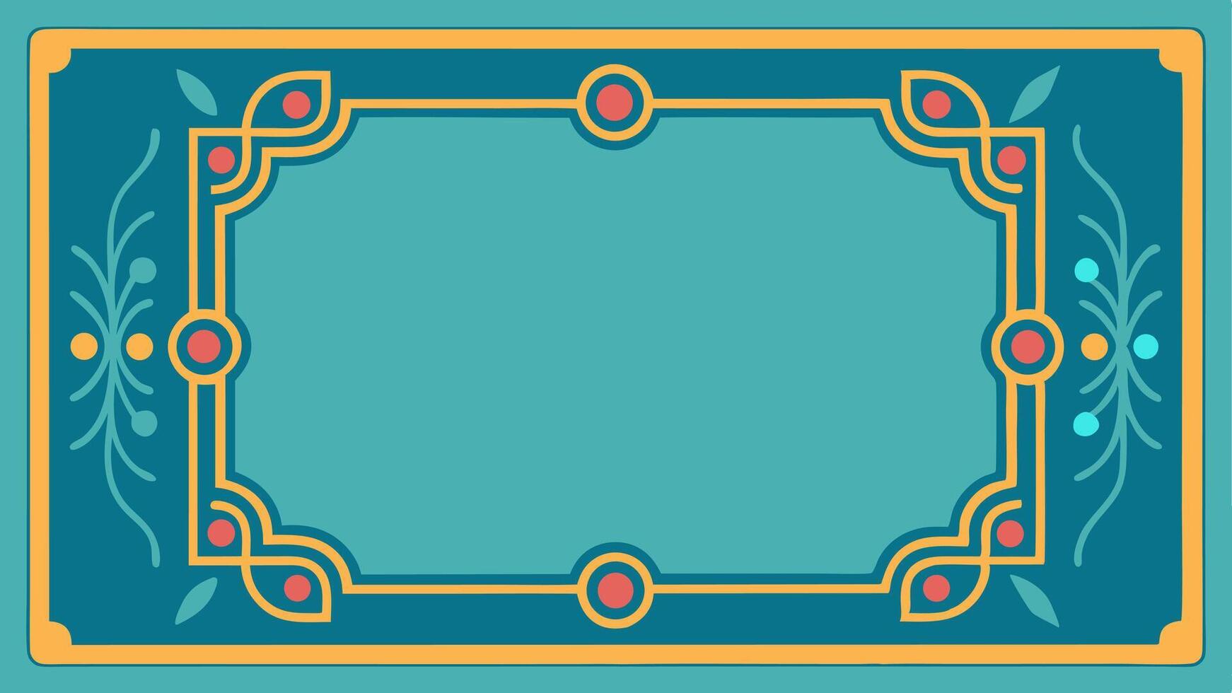 An ornate frame with a turquoise background vector