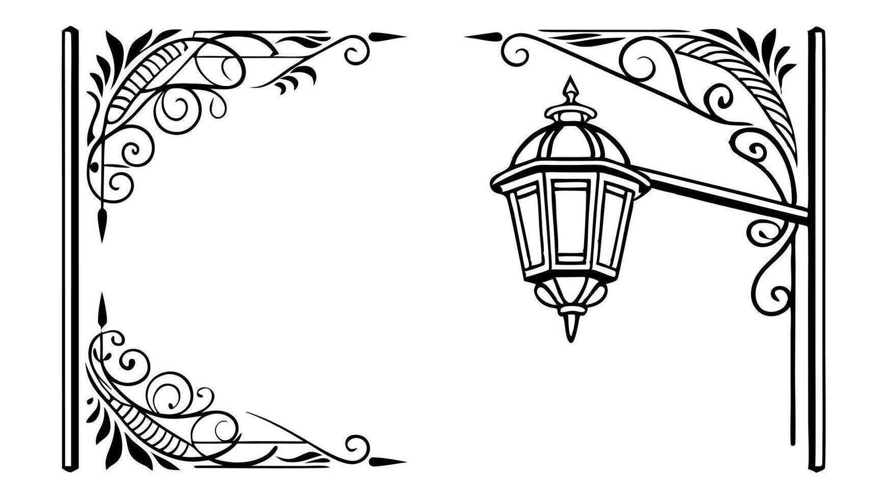 A black and white drawing of a street lamp vector