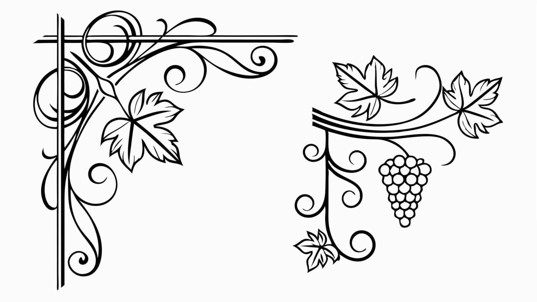 Grapevine and leaves on a corner vector