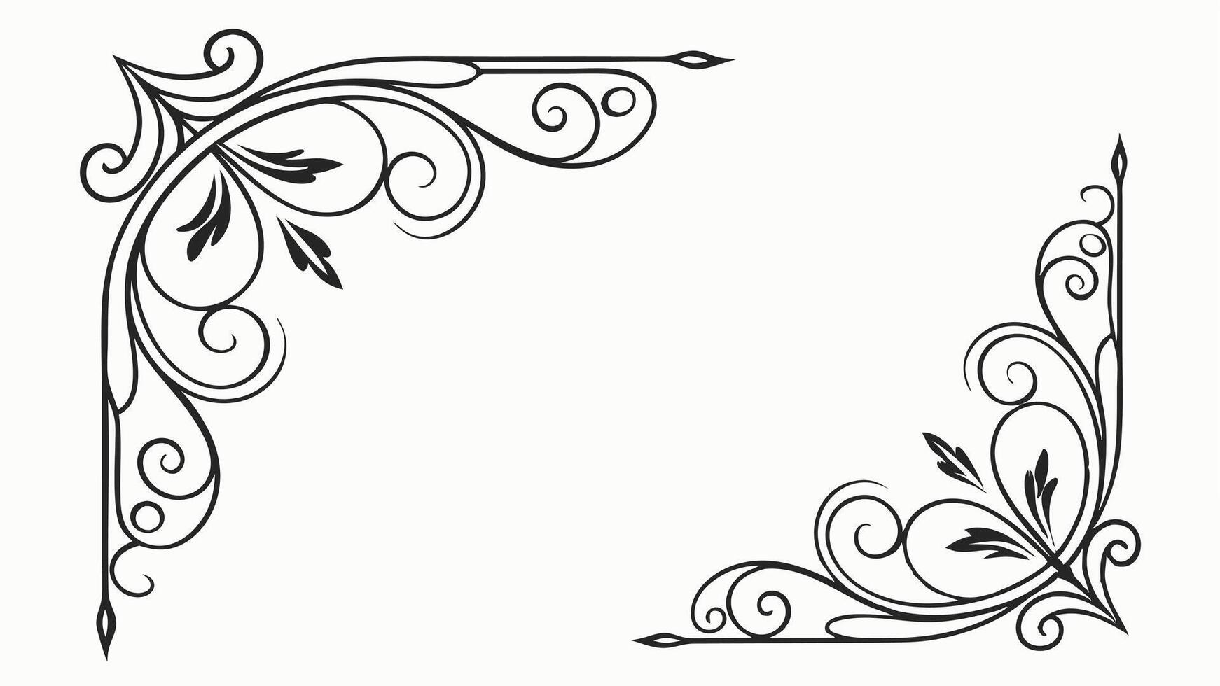 A black and white drawing of a corner frame vector