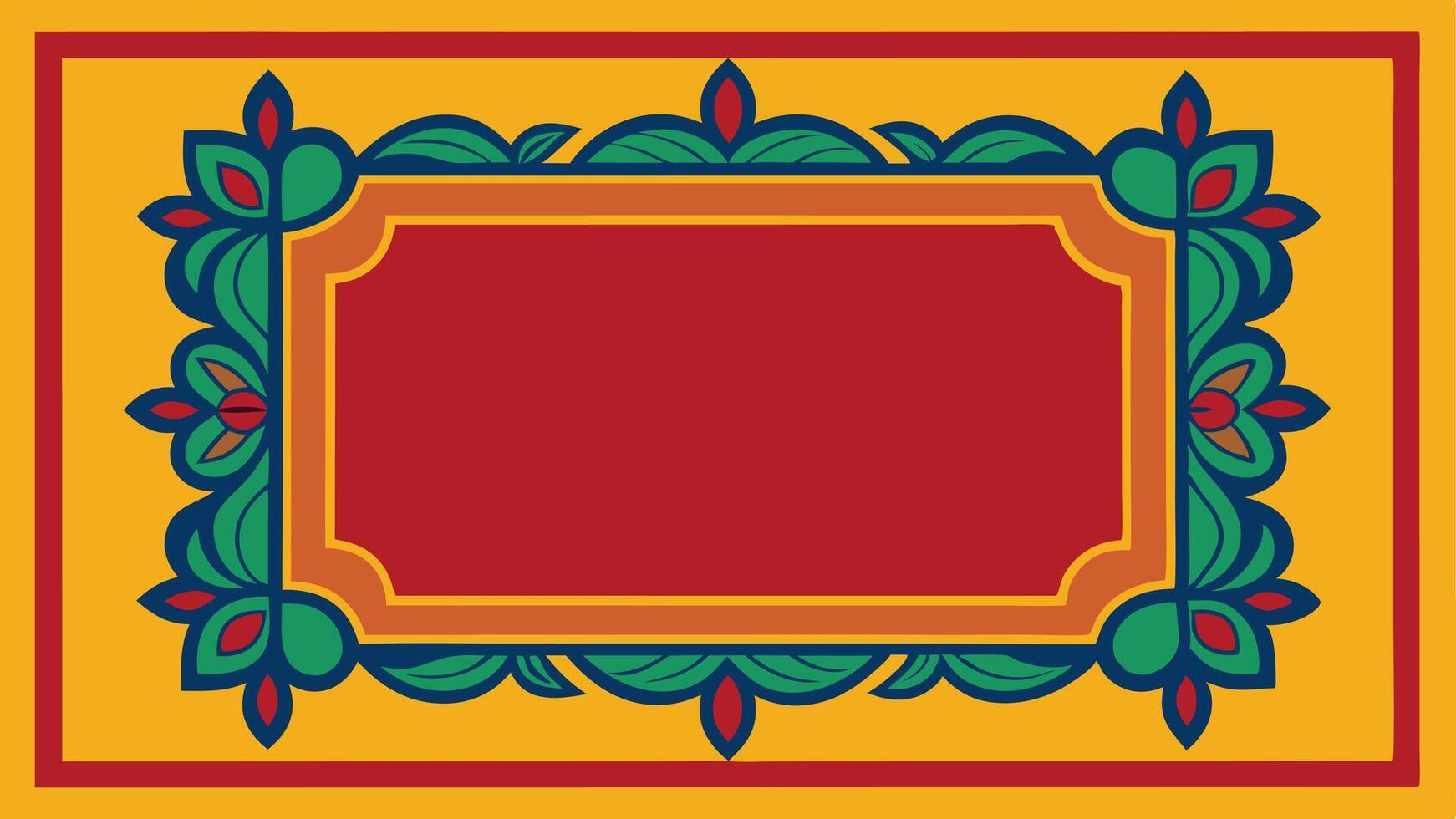 An ornate frame with a red and yellow border vector