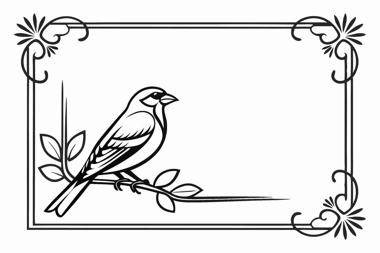 A bird sitting on a branch in a frame vector