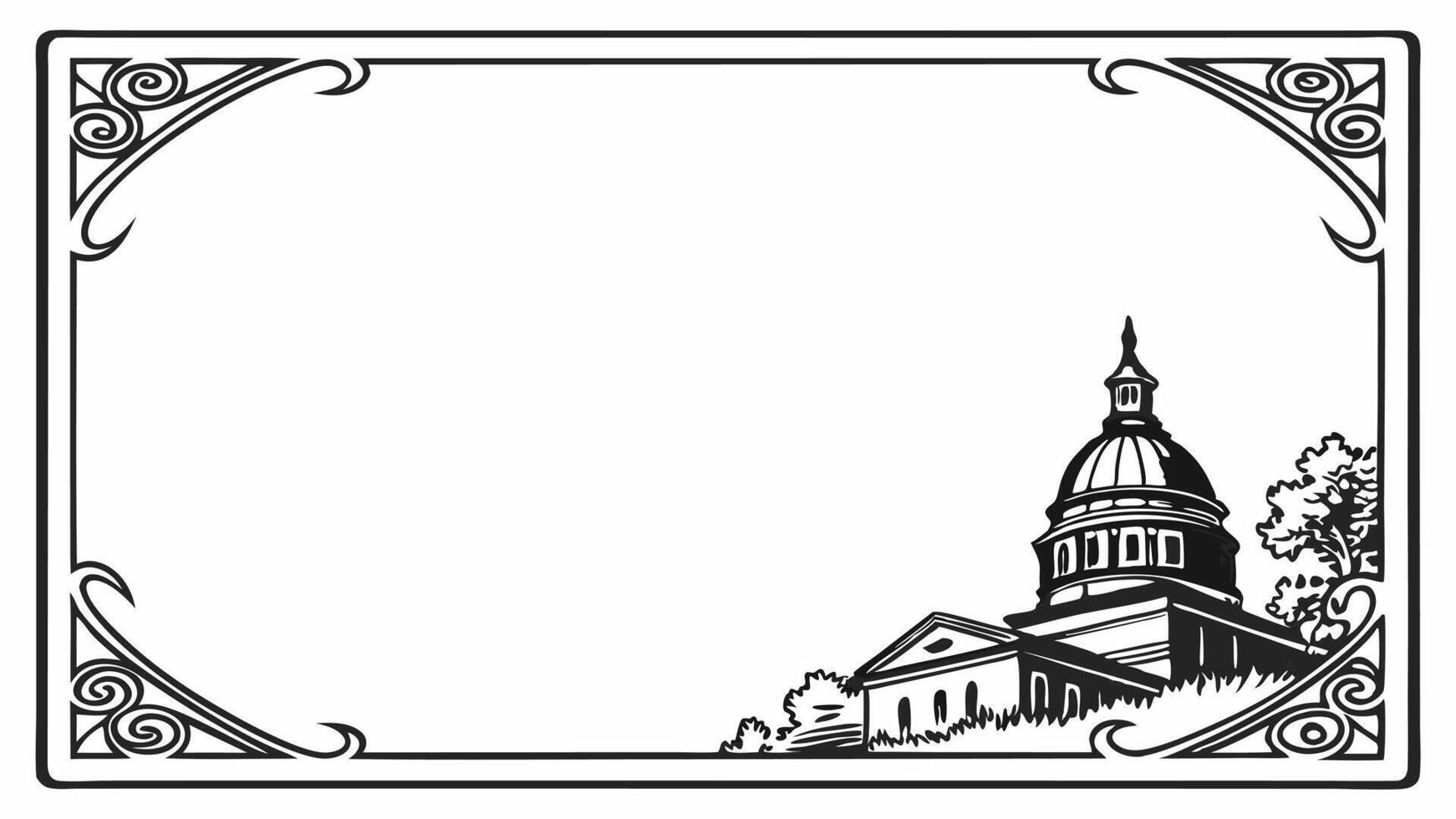 Illustration of a church in a frame vector