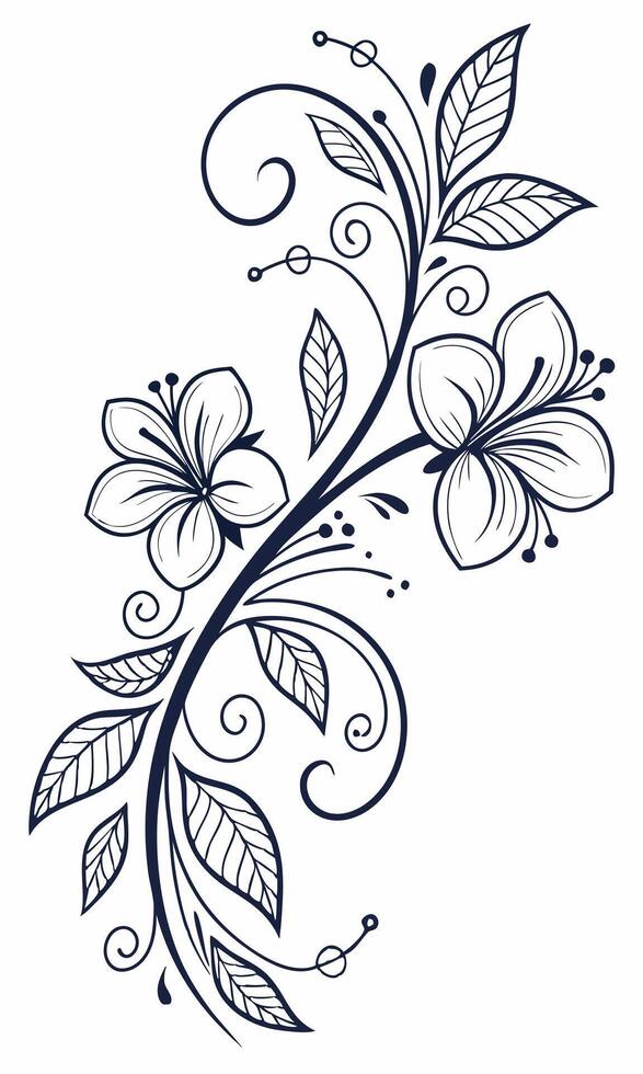 A flower design with swirls and leaves vector