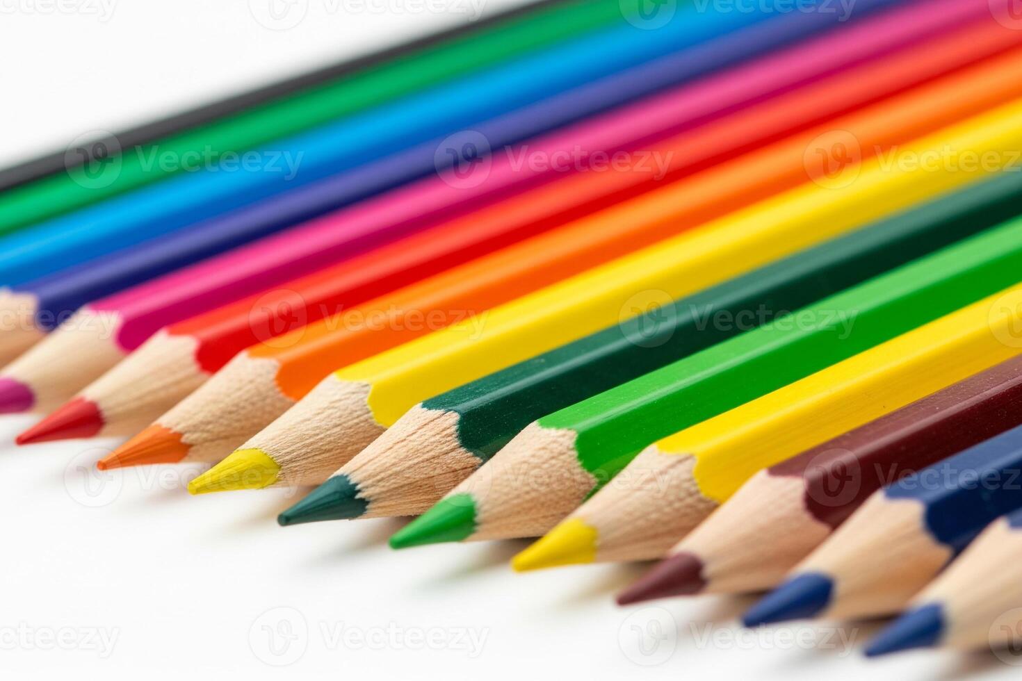 Vibrant Spectrum Close Up Of Color Pencils Arranged In Diagonal Composition photo