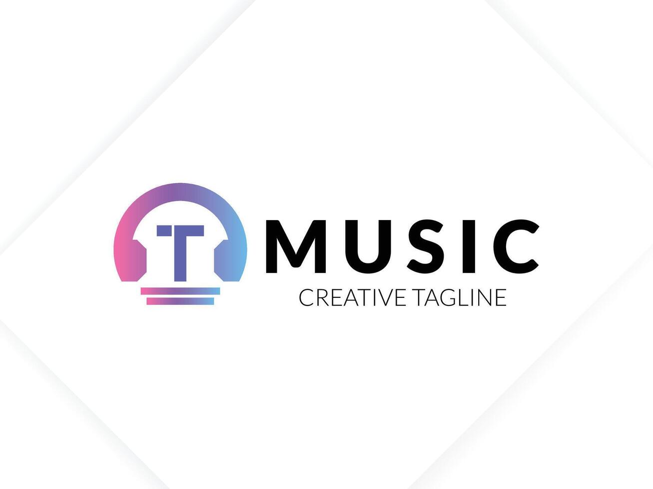 Letter T with headphone gradient logo vector
