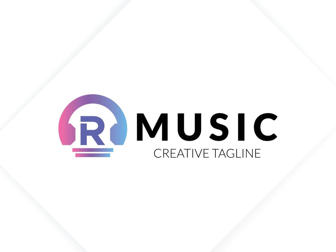 Letter R with headphone gradient logo vector