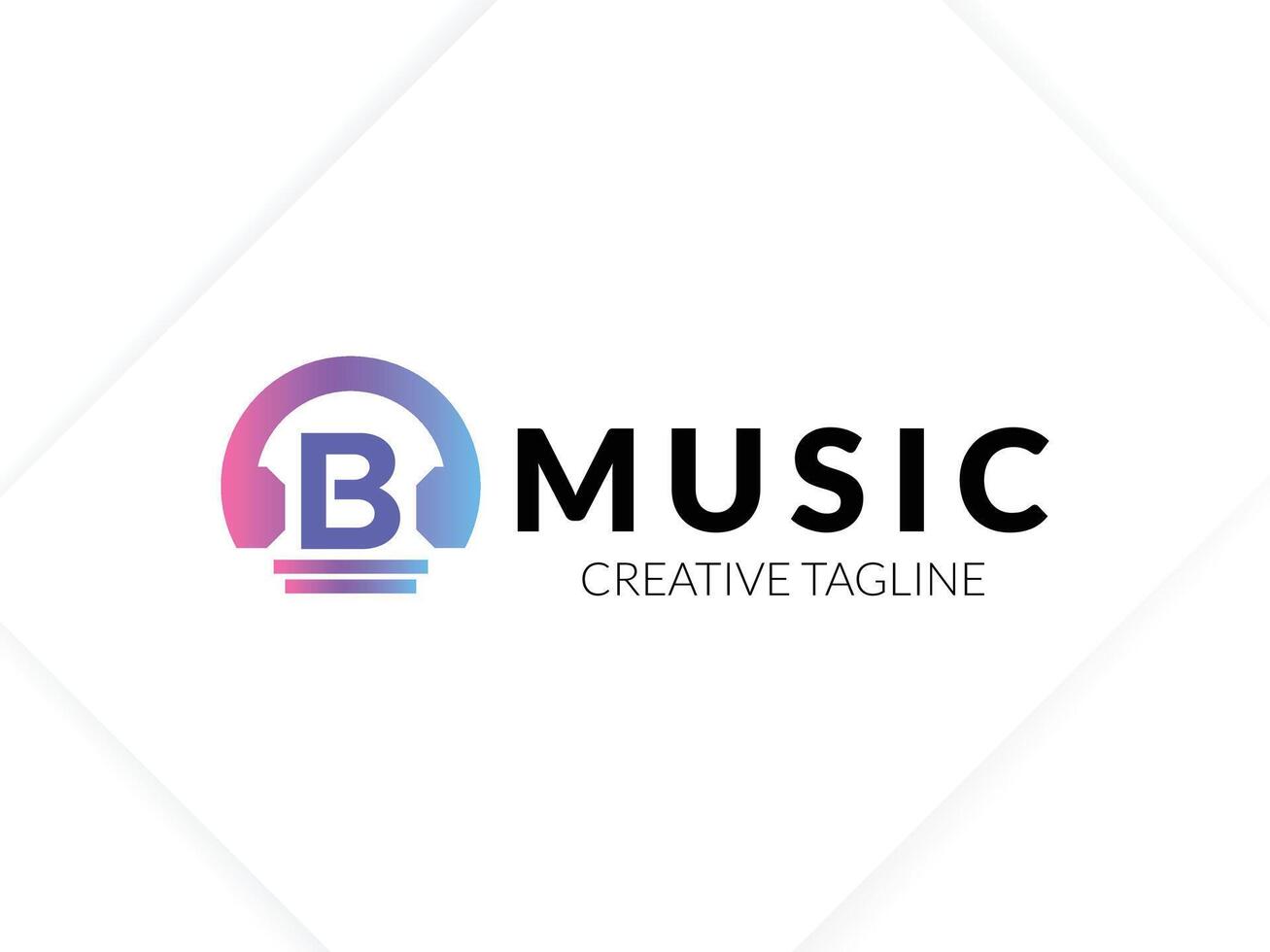 Letter B with headphone gradient logo vector