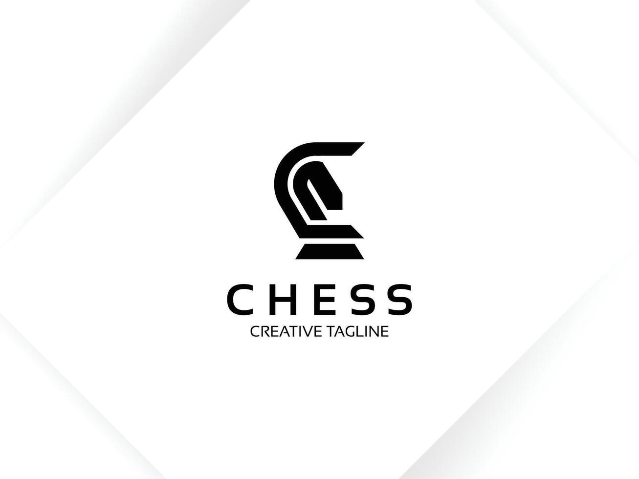 Letter C chess logo monogram with knight vector