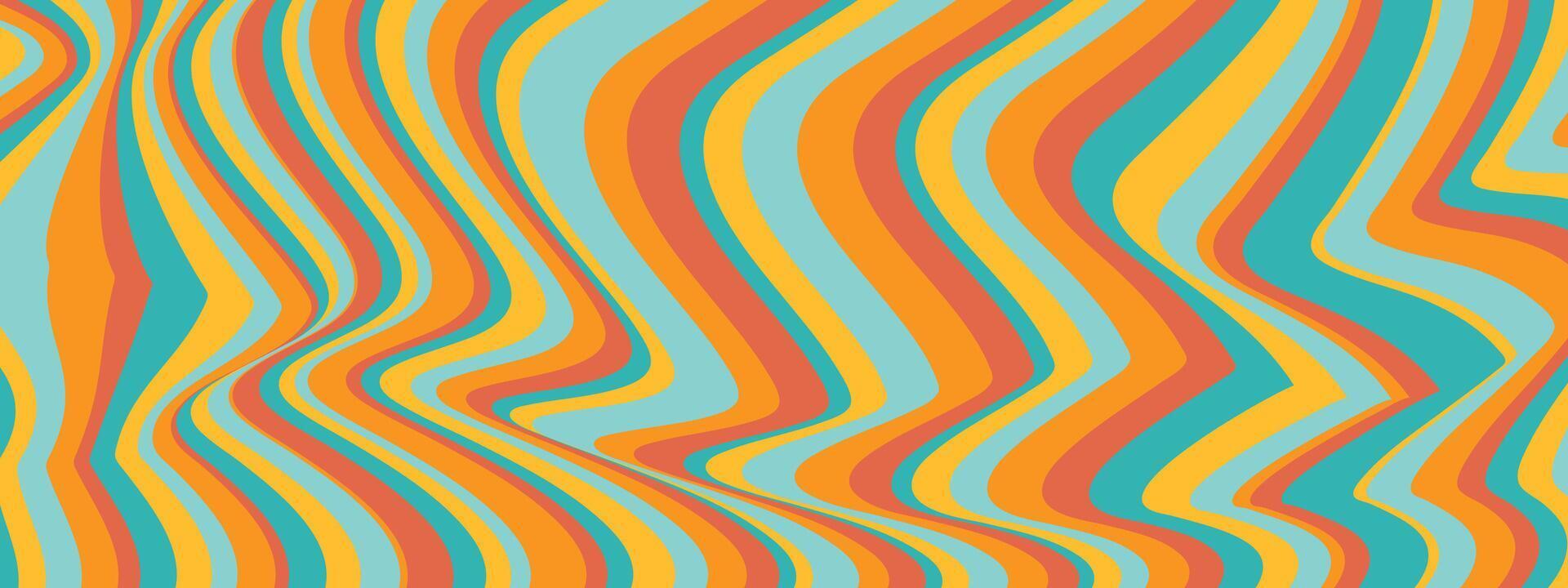 Abstract background with wavy strip and psychedelic wave for retro texture. Liquid line by pop art and geometric shape or pastel trippy design. vector