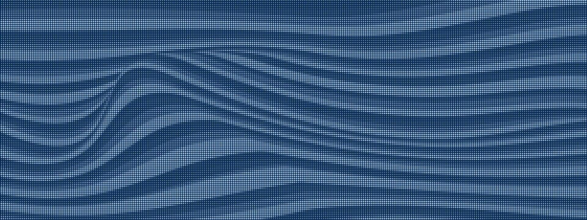Halftone wavy abstract pattern with liquid texture. Psychedelic dotted wave background for retro or modern pop art design in blue minimal style. vector
