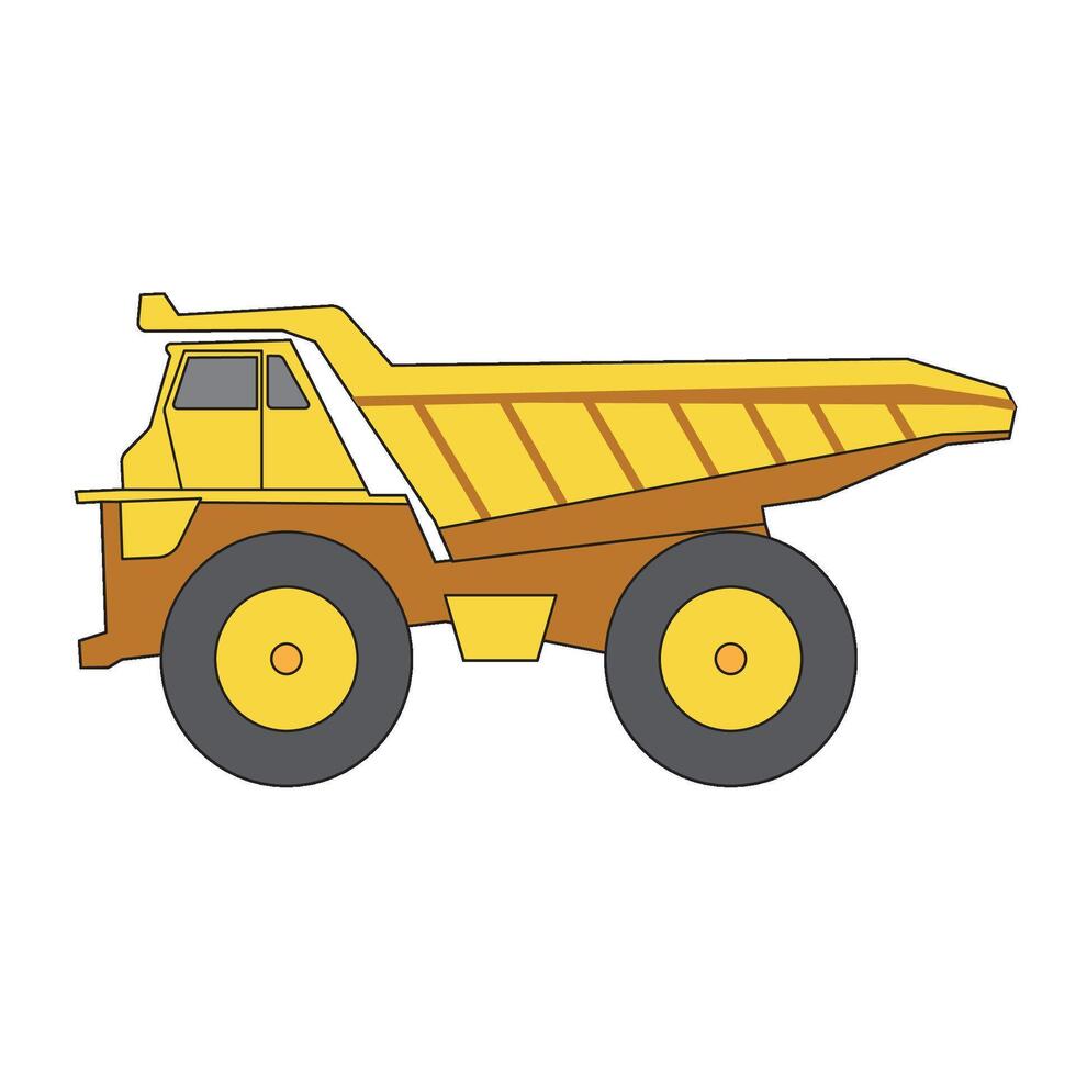 dump truck left side flat vector