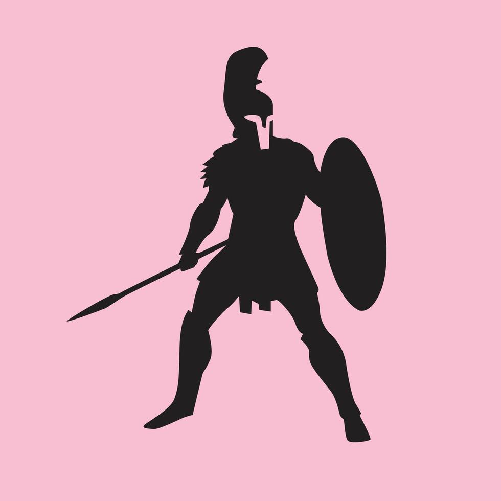 spartan silhouette with javelin art vector