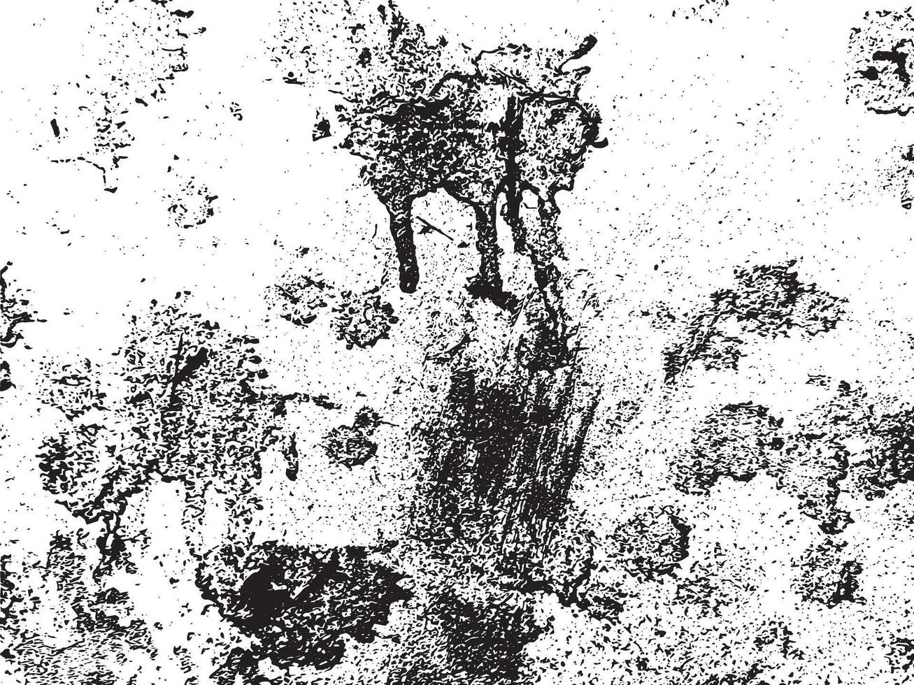 Abstract grunge texture with distressed paint splatters and drips silhouette isolated on transparent background vector