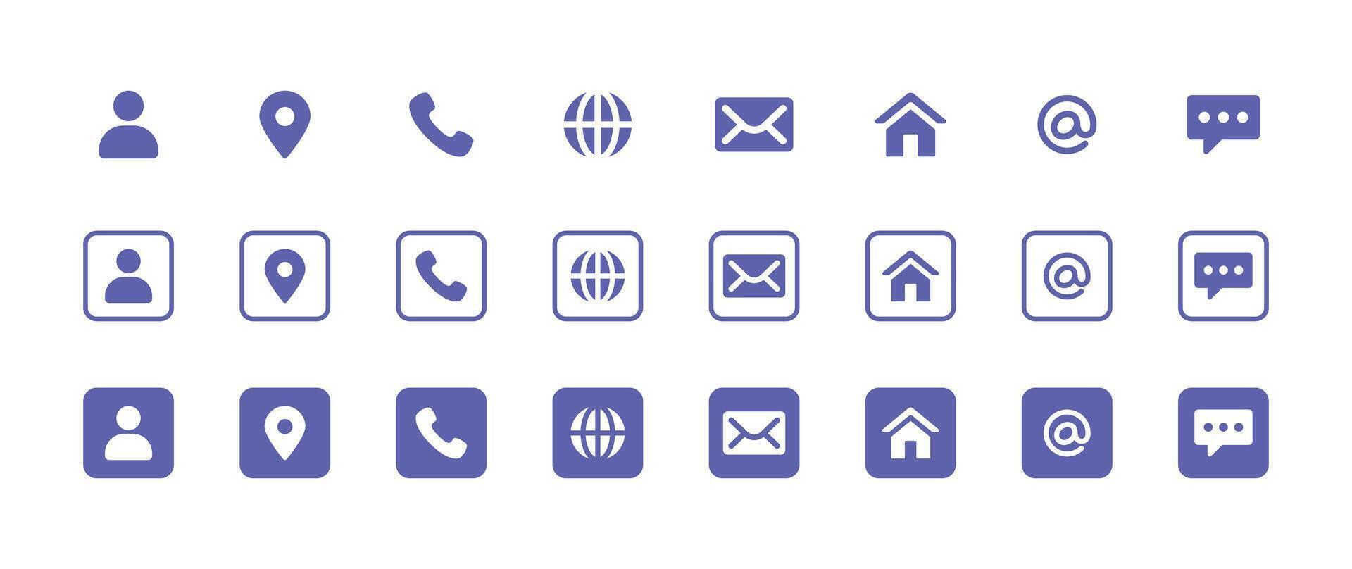 Contact and social media icons set. Contact, mail, phone, web, home, address icon collection illustration vector