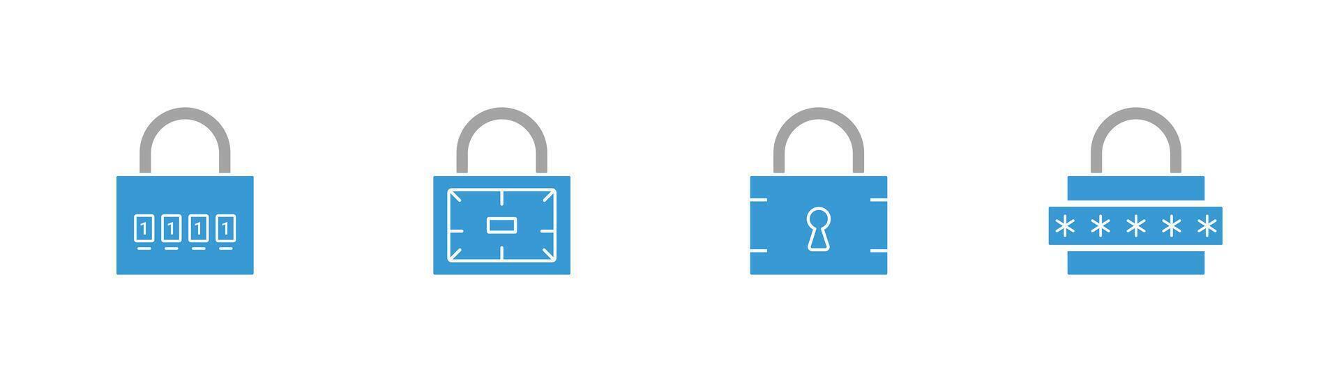 Lock icon collection. Flat security symbol illustration. vector