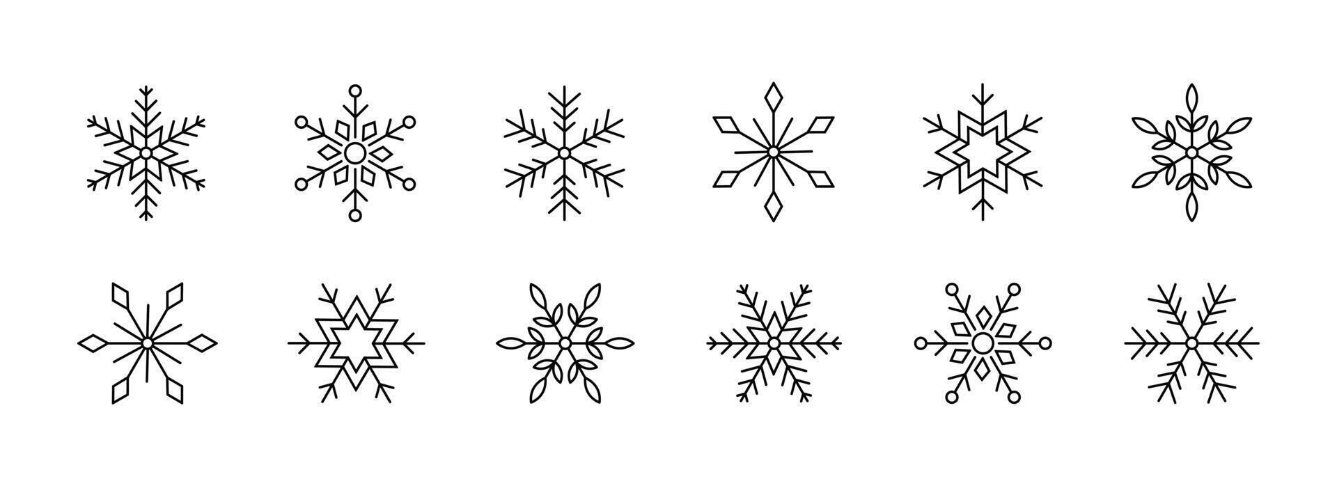 Snowflake icons set. Snowflake symbols. Snow icon illustration. vector