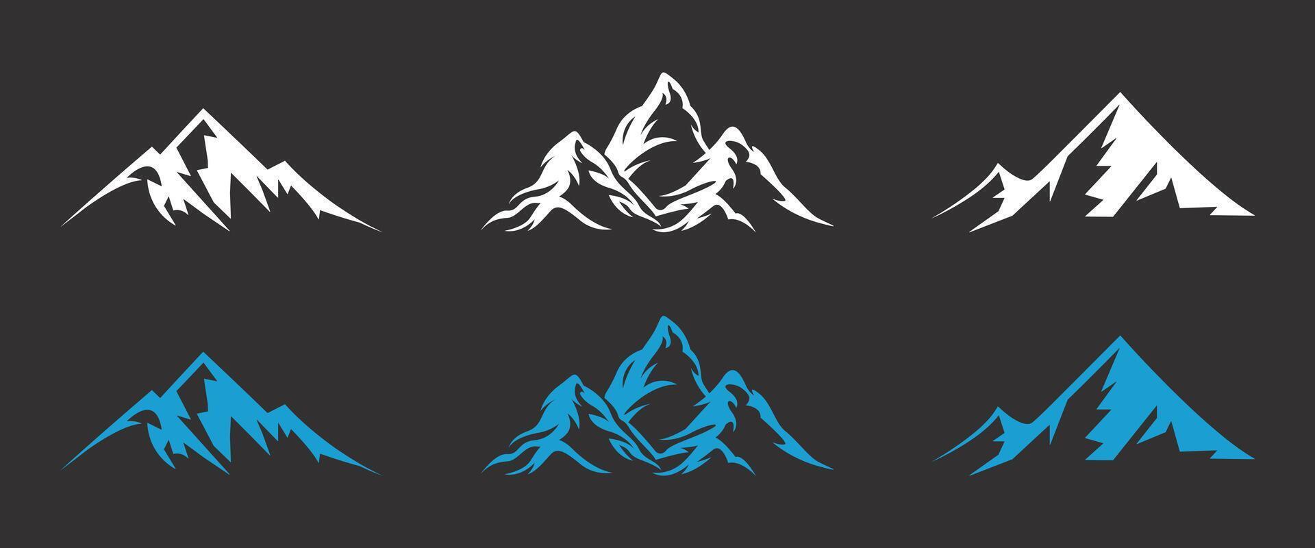 Mountains Set icon. Rocky peaks. Mountains ranges. Mountain logotype icon vector