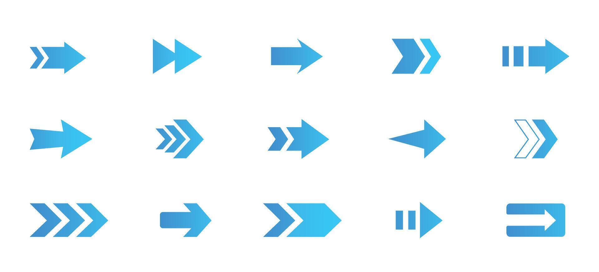 Arrow icon. Arrow collection. Set of blue arrows. Modern simple arrows illustration. vector