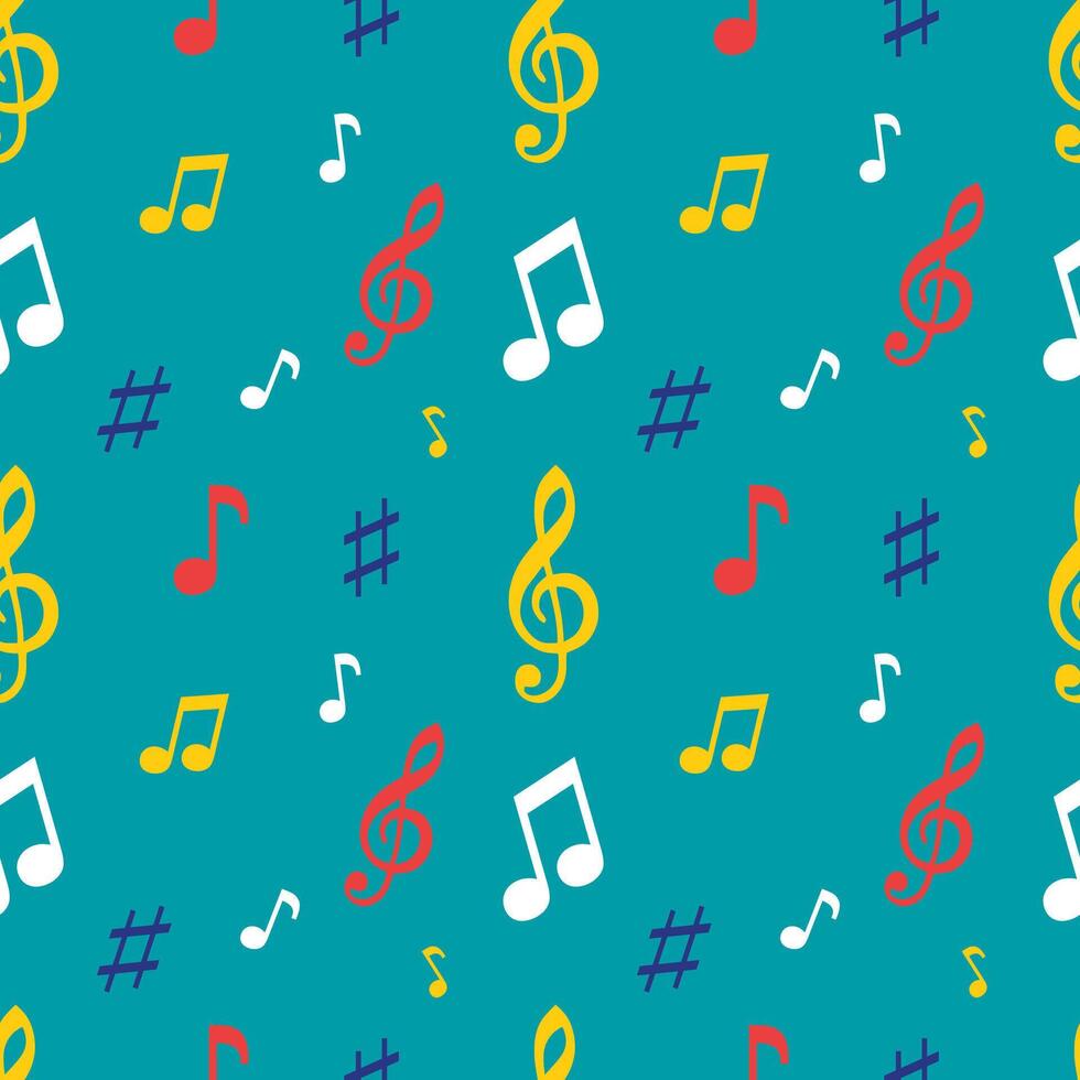 Seamless pattern with colored notes on a blue background vector