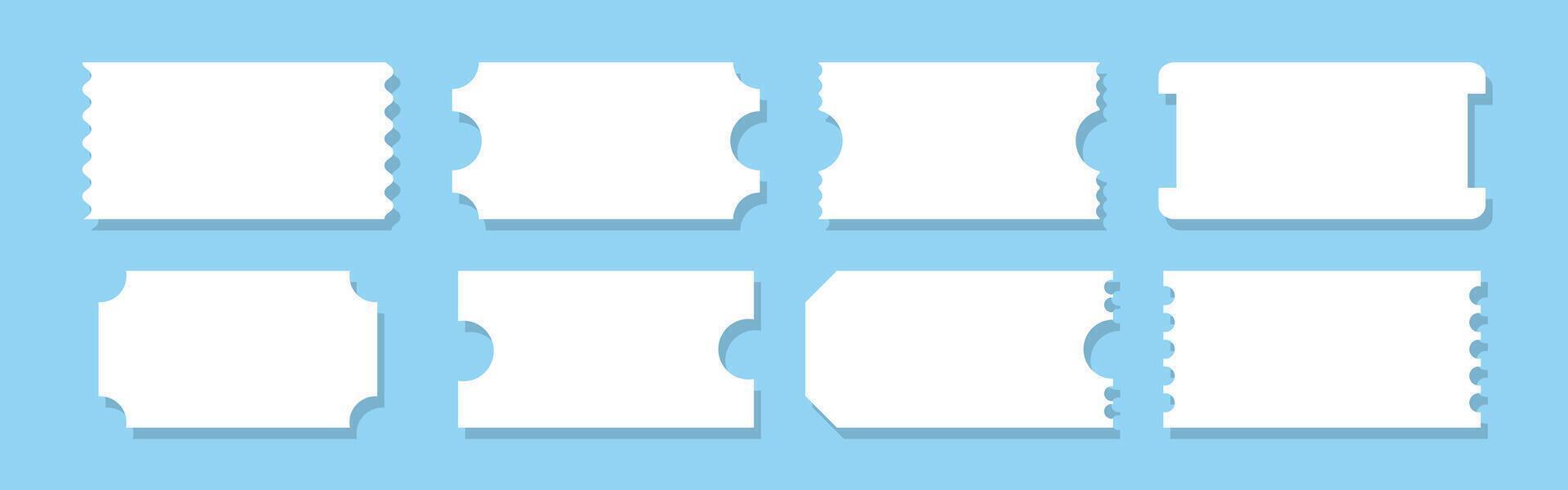 Set of blank white ticket stubs in minimalist style vector