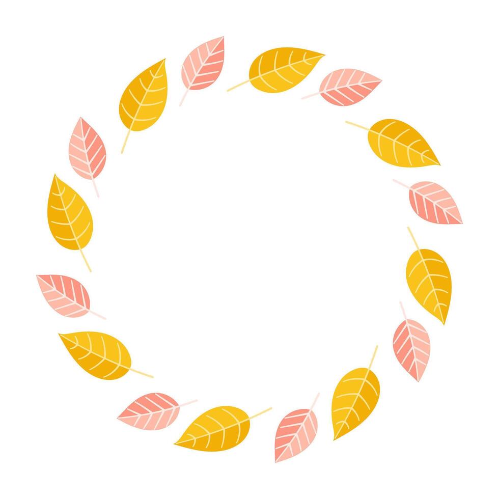 Autumn leaves watercolor wreath composition vector