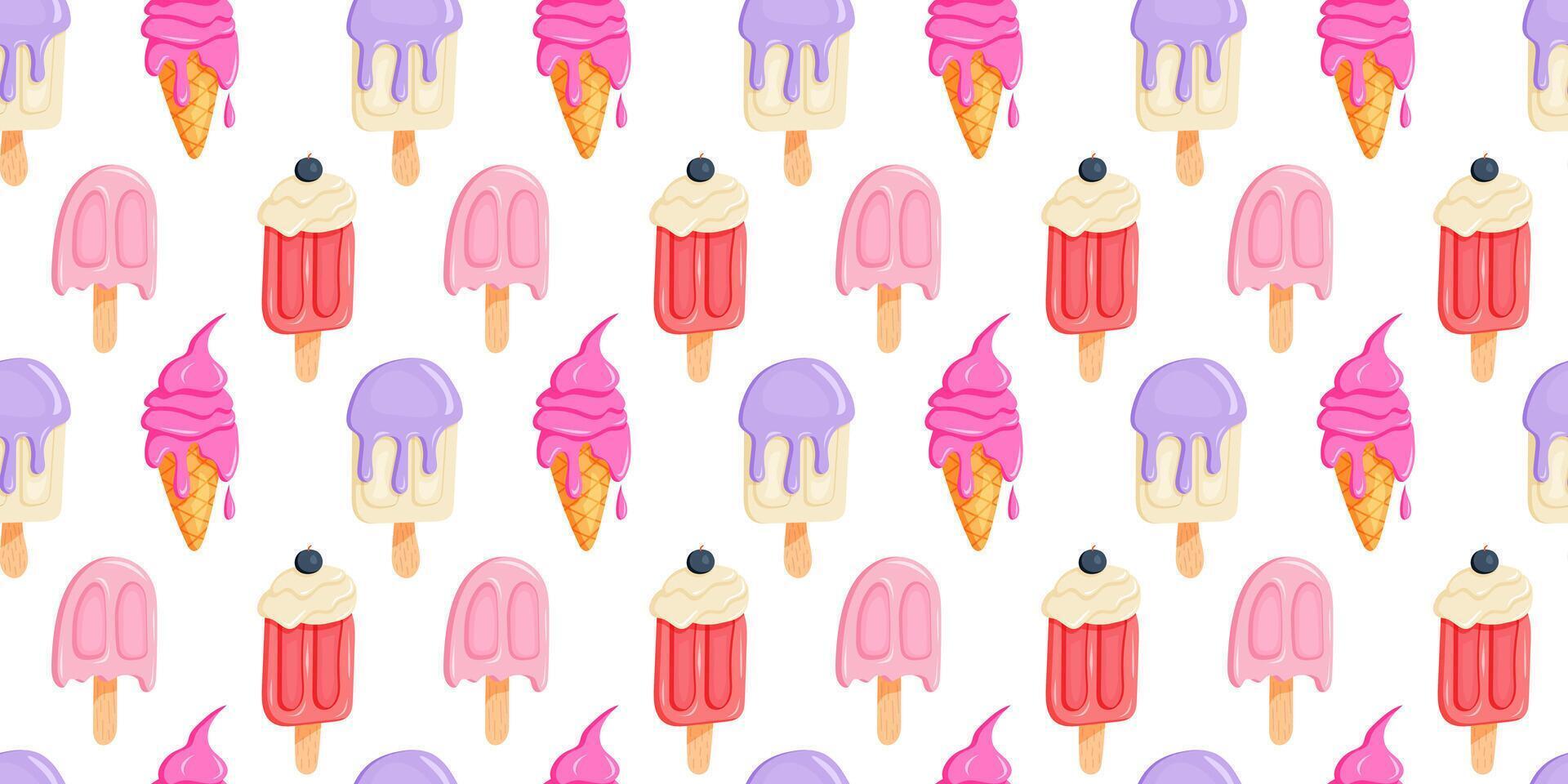 A Colorful Ice Cream Pattern to Brighten Up Your Summer Vibes and Bring Endless Joy vector