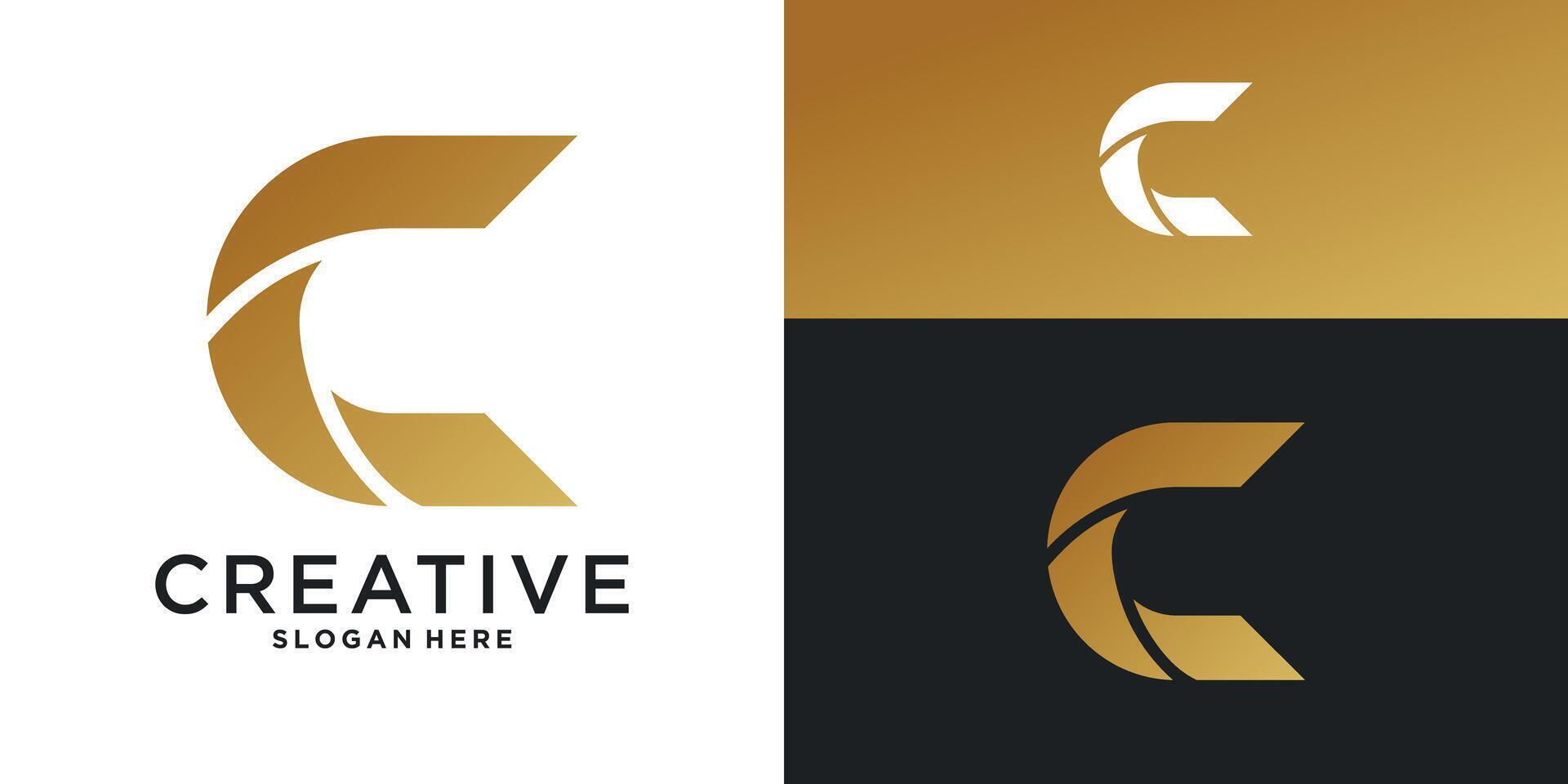Luxury initial letter C logo, abstract shape design template vector