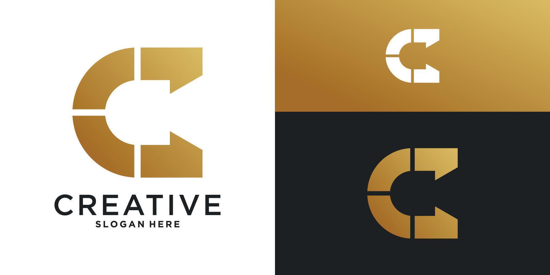 Luxury initial letter C logo, abstract designs template vector
