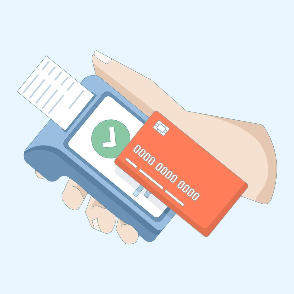 Payment terminal with credit card vector