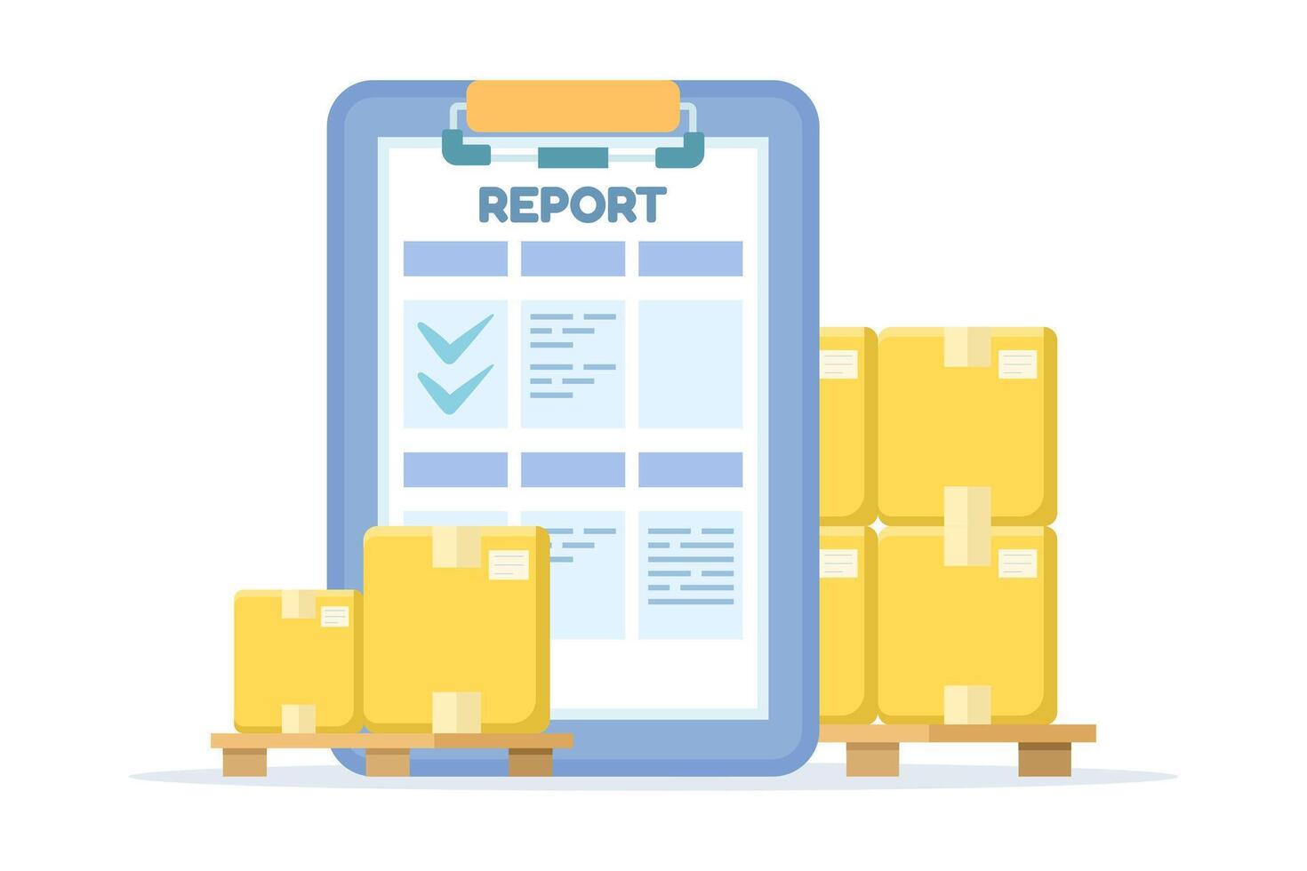 Inventory report with yellow packages vector