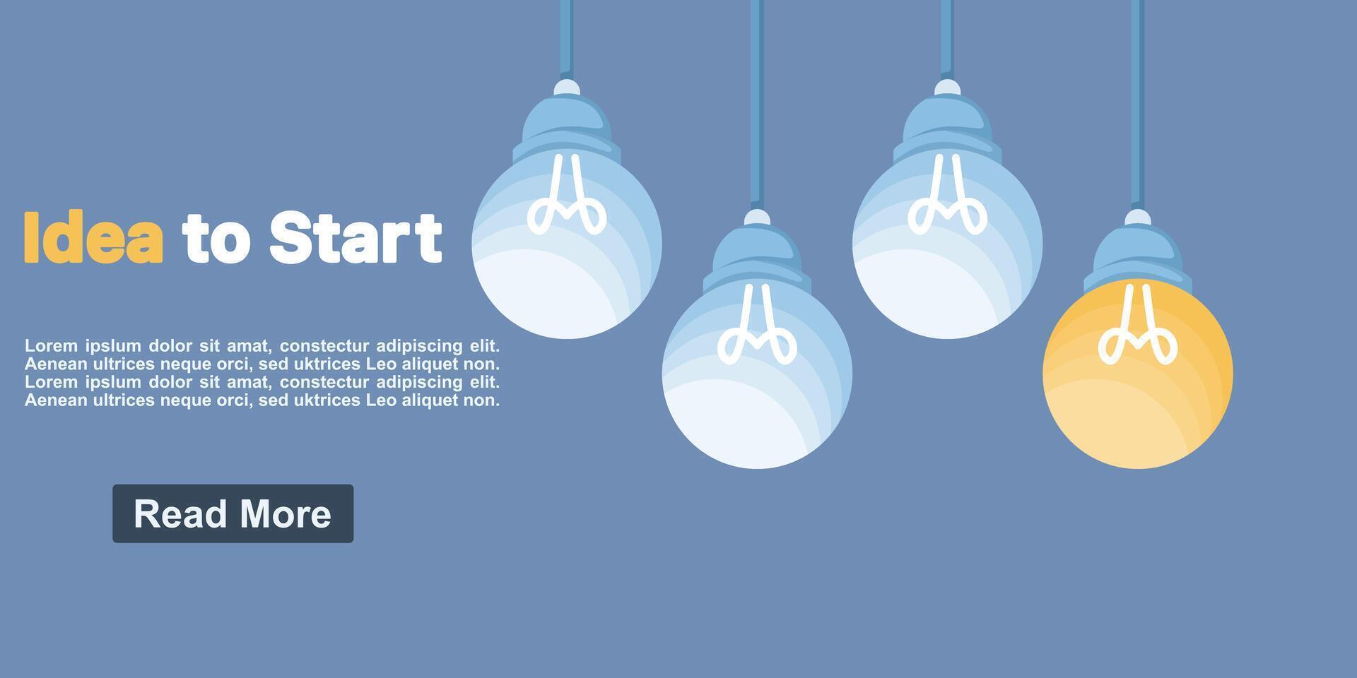 Creative ideas and brainstorming concepts. Light bulbs. Creative Business Ideas, Startup Solutions. illustrations for landing pages, banners, or ads. Flat illustrations on a background. vector