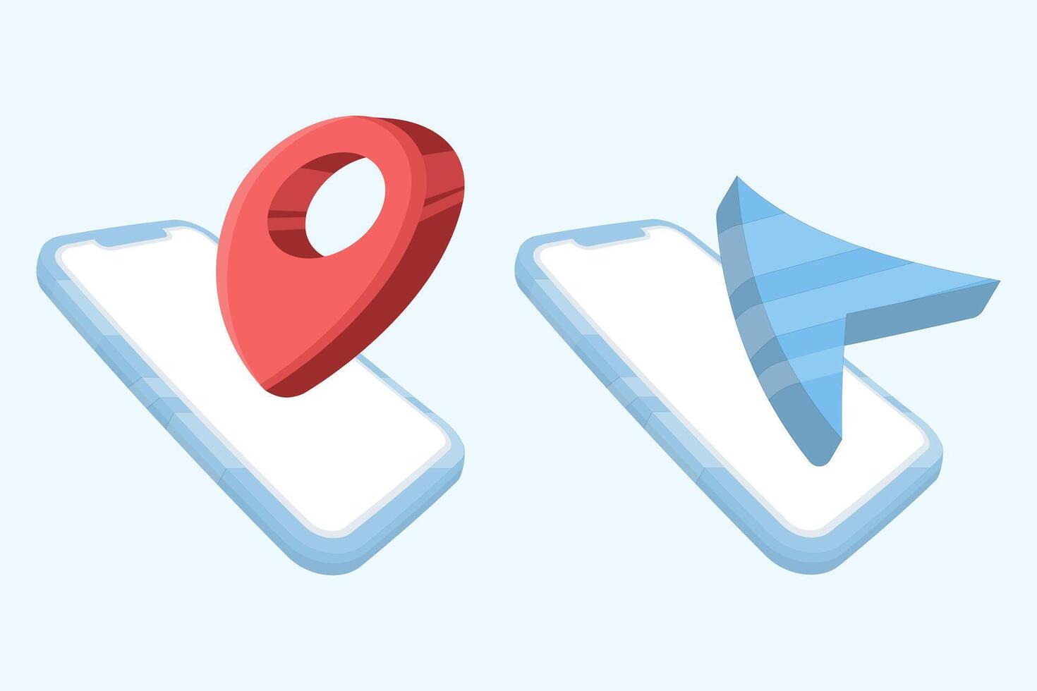 Mobile navigation concept. Mobile navigation icon. Mobile app with outdoor map, cartoon mobile phone with navigation tracking app. Travel and technology. Flat design illustration. vector