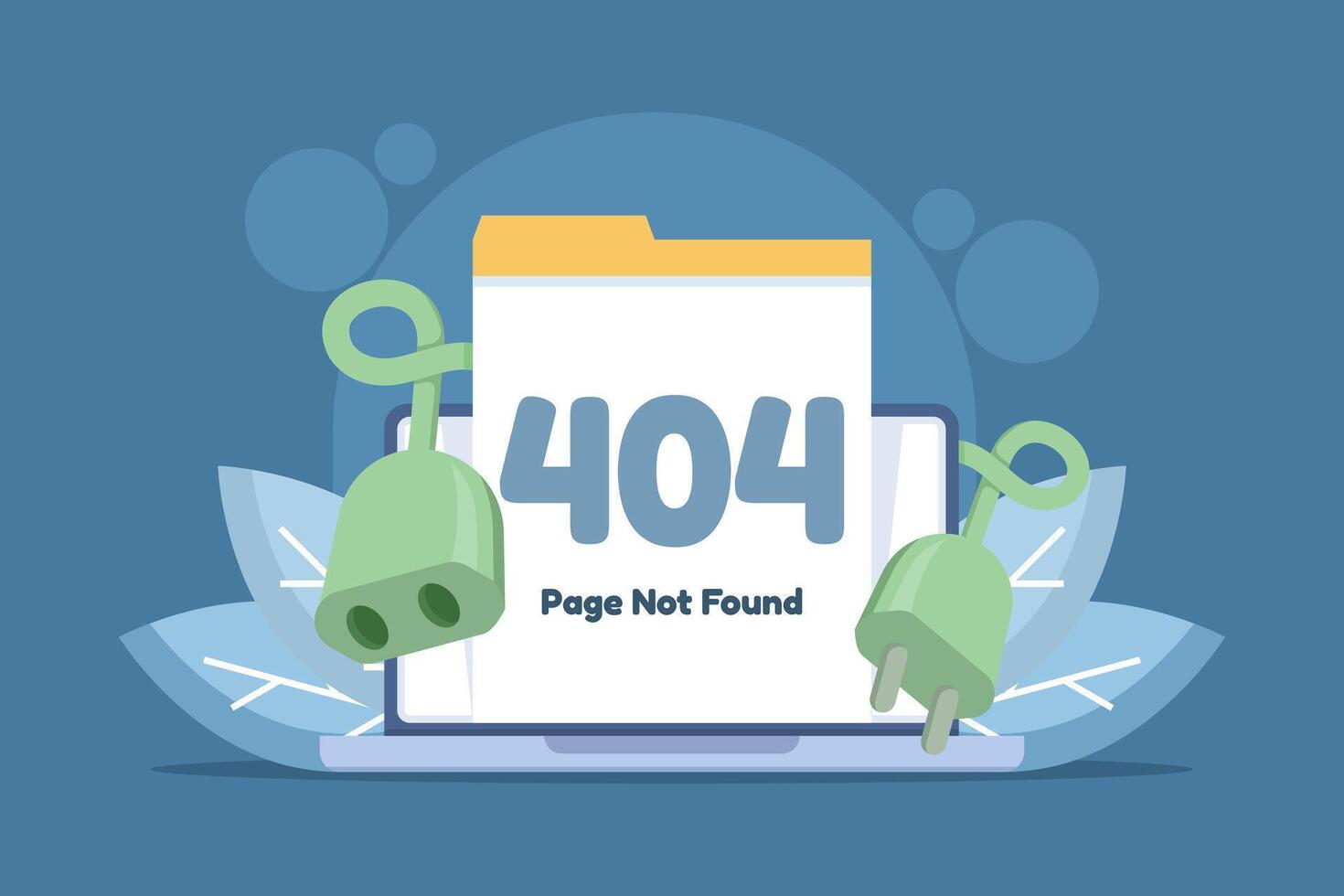 Page not found concept. Illustration of a laptop with a 404 display. Network error 404. For the landing page template, Set Landing page template, 404 error page. vector