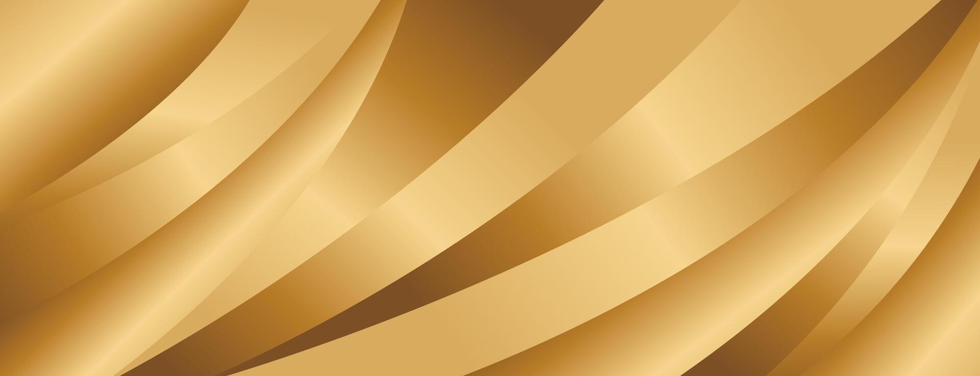 Abstract gold metallic background with smooth curves vector