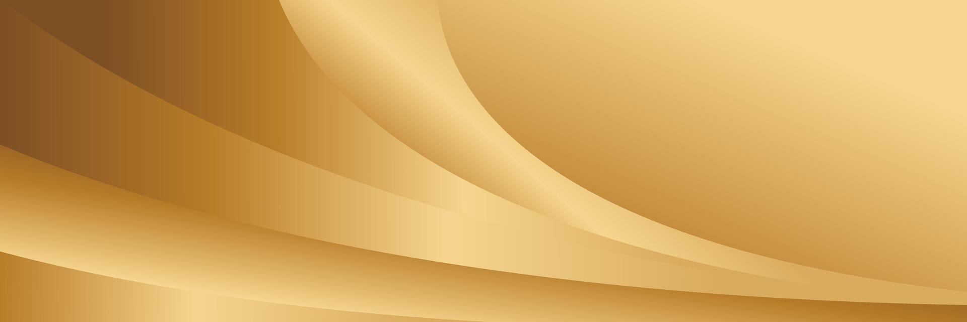 Abstract gold curve banner background in metallic design style vector