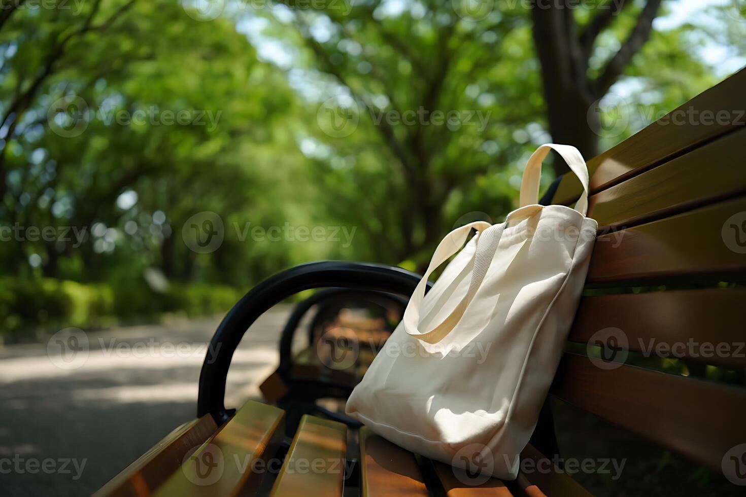 Park Bench Canvas Tote Bag Scene photo