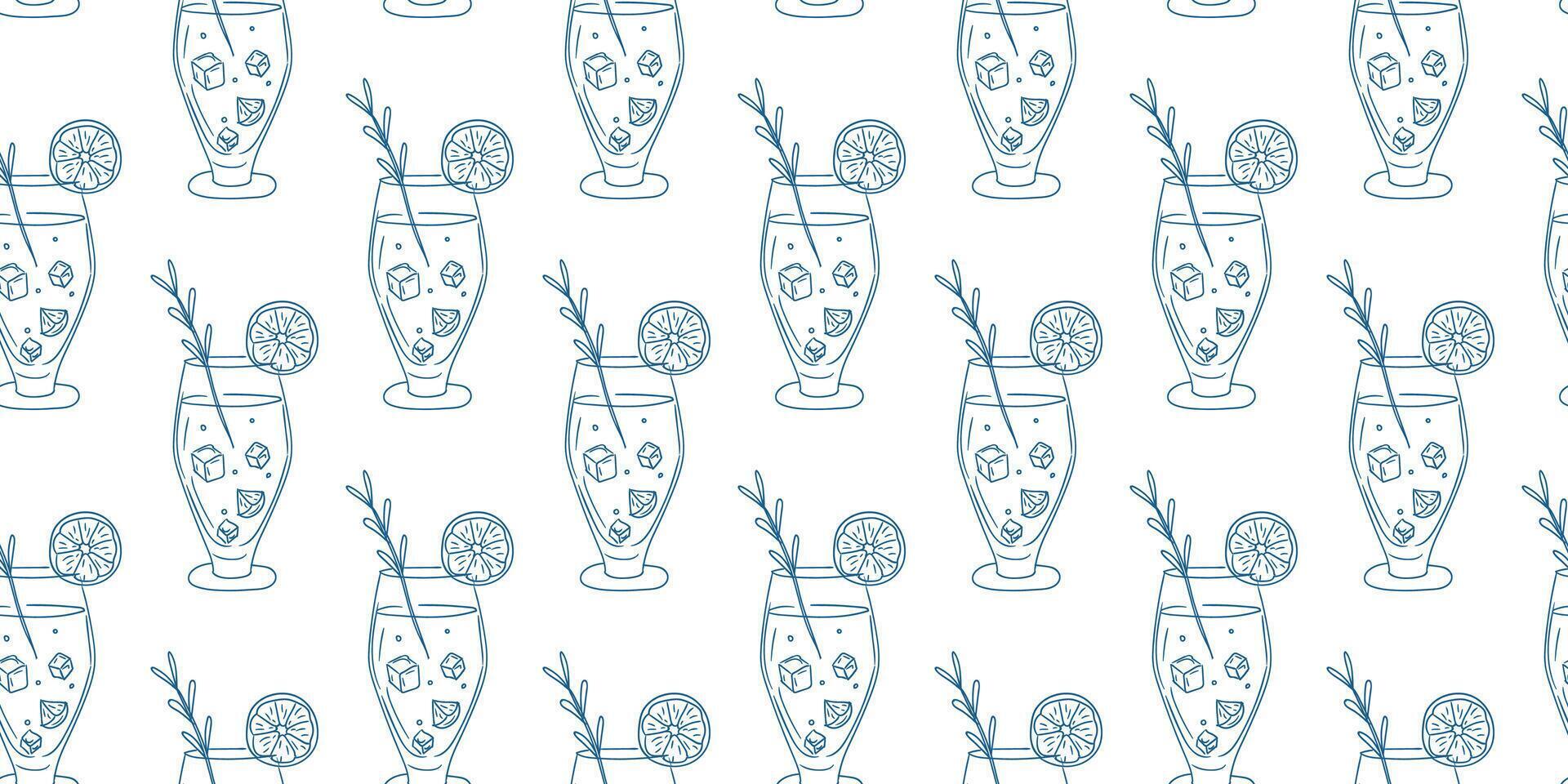 Stylish cocktail pattern featuring refreshing drinks with citrus and herbs on a clean background vector