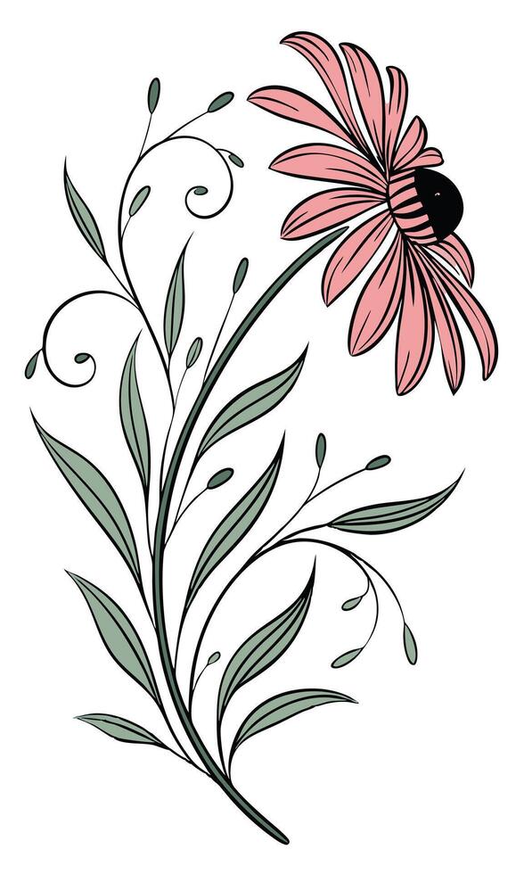 Close-up of the Gloriosa Daisy flower arranged beautifully and decorated with vines vector