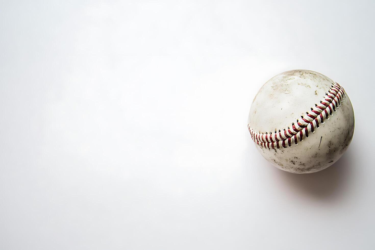 Well-Used Baseball on White Background Perfect for Sports Themed Designs. photo