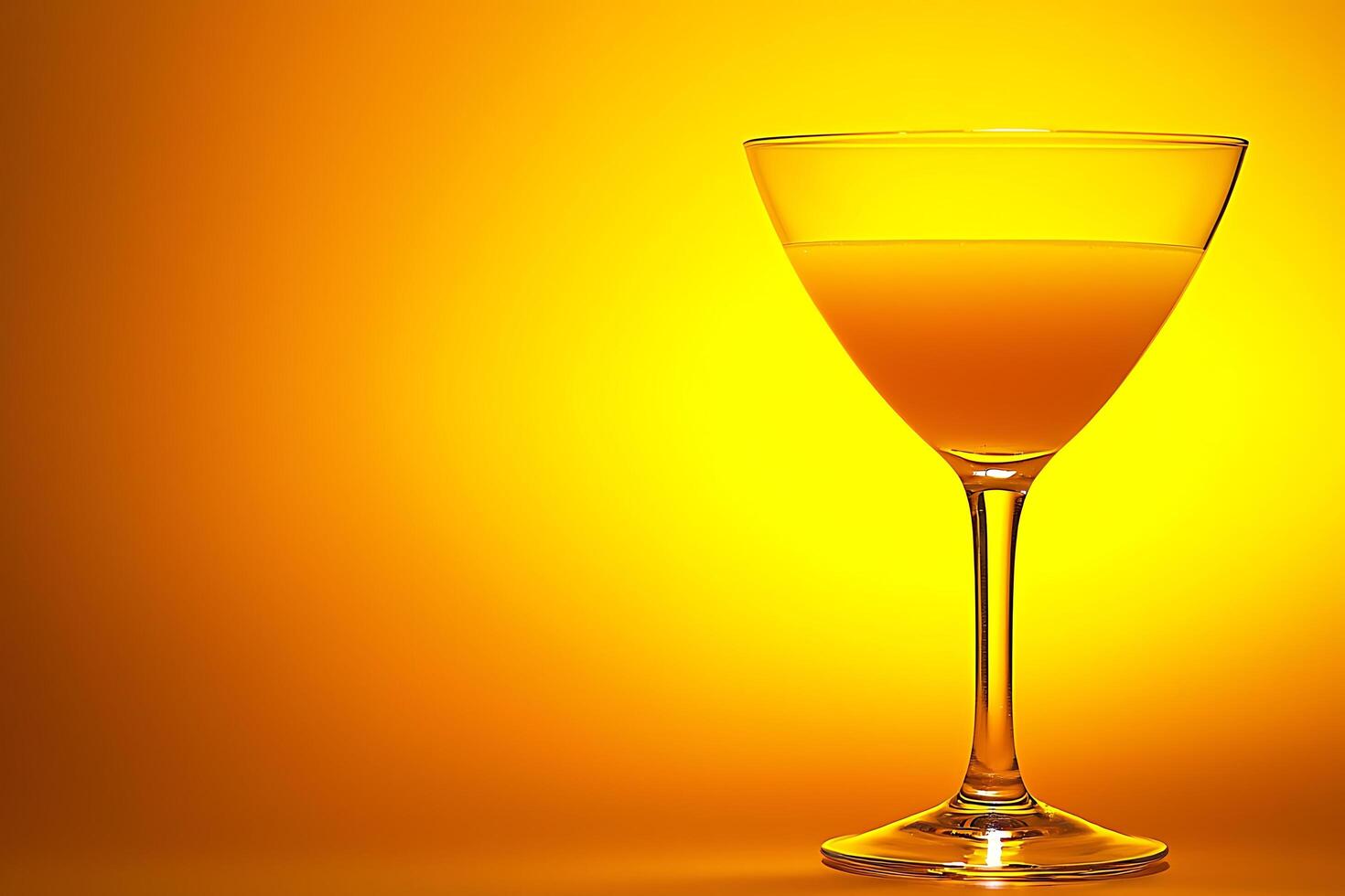 Glass of Orange Juice Against a Vibrant Yellow Background. A refreshing image perfect for advertisements or websites related to healthy drinks and summer vibes. photo