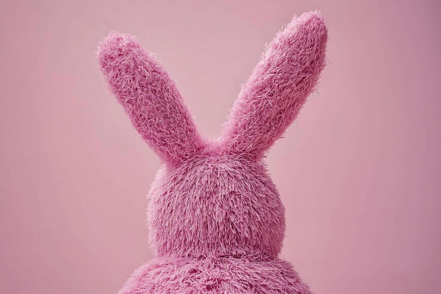 Pink Fluffy Bunny Rabbit Rear View - Soft Toy, Pastel Background. photo
